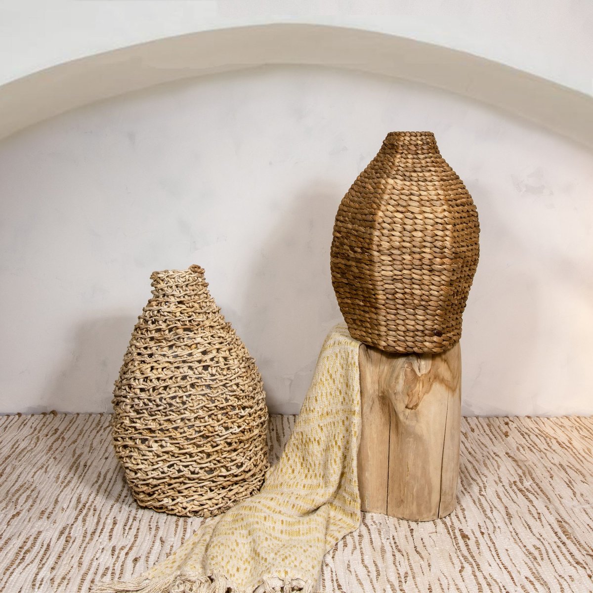 Jarre décorative en fibre d'abaca naturel, NOW'S HOME