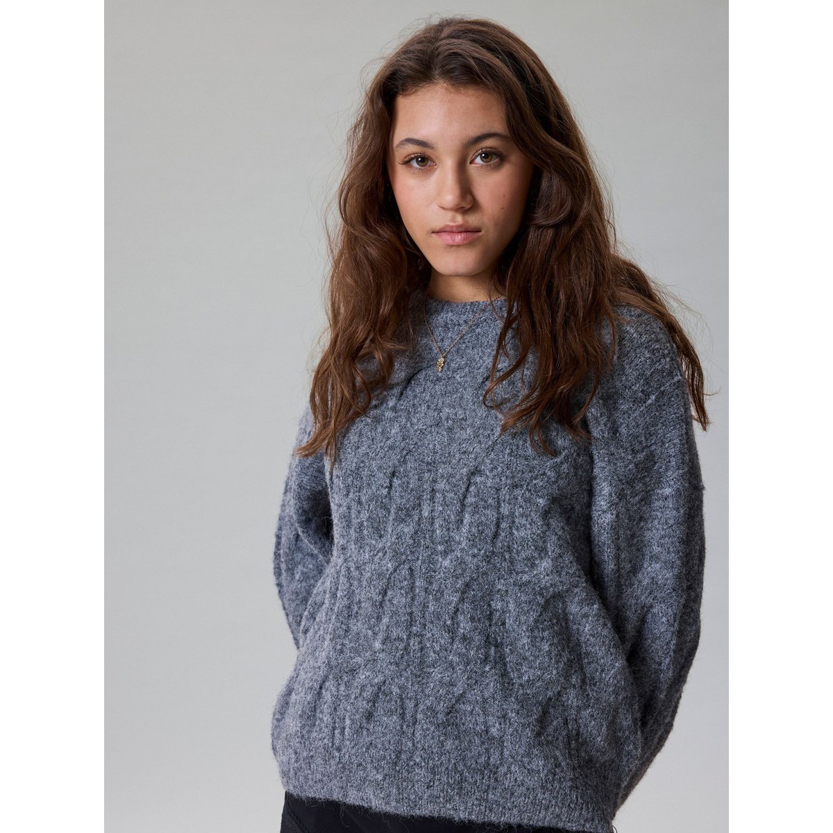 Pull En Maille gris - dark grey melange1, NAME IT