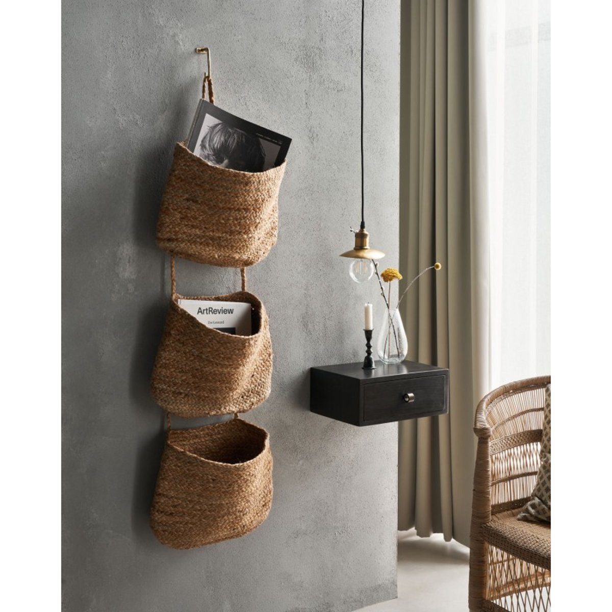 Panier rangement mural jute Rarmla marron clair, HOUSE DOCTOR
