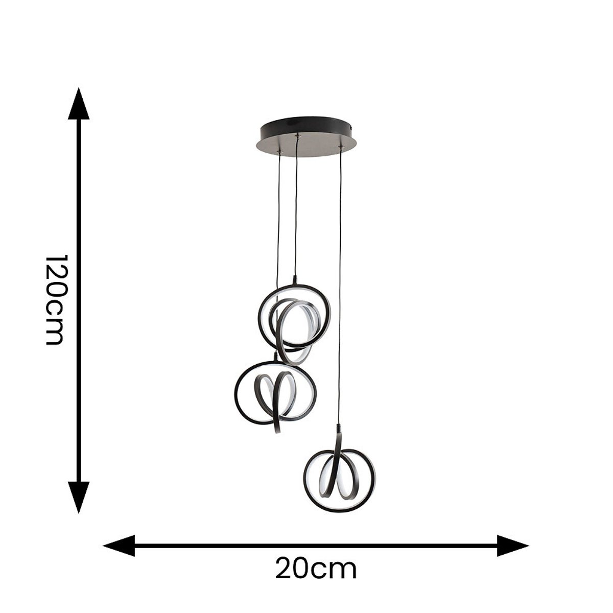 Inez 3-Light Loop Cluster LED Pendant Light in Matte Black black, SO'HOME