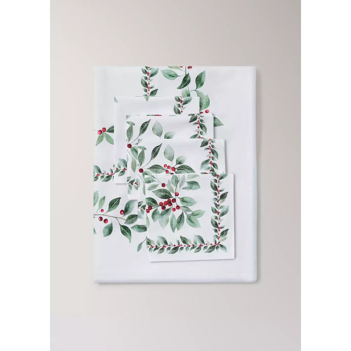 Serviettes de table en coton imprimé fleuri blanc, MANGO HOME
