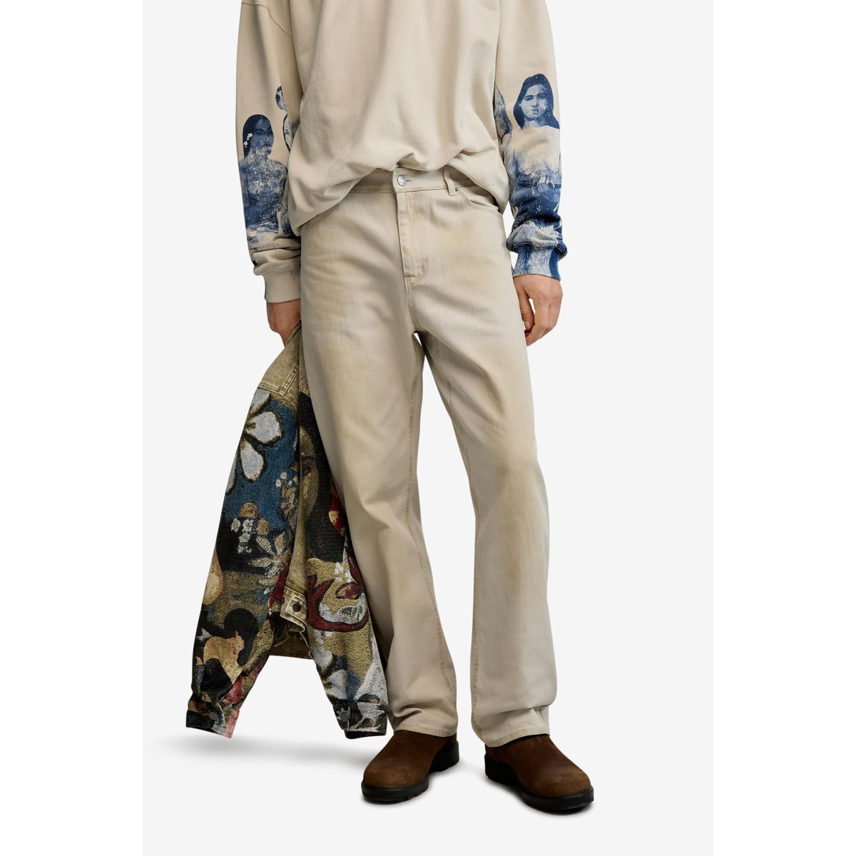 Pantalon long uni beige, DESIGUAL