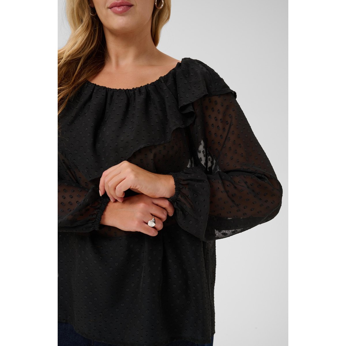 Blouse à manches longues noir black, KAFFE CURVE