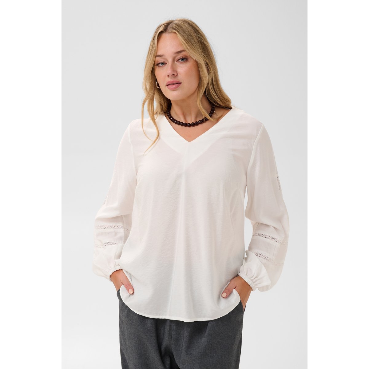 Blouse à manches longues blanc chalk, KAFFE CURVE