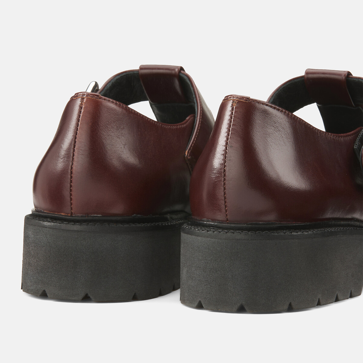 Sandali in pelle con suola dentellata bordeaux , LA REDOUTE COLLECTIONS