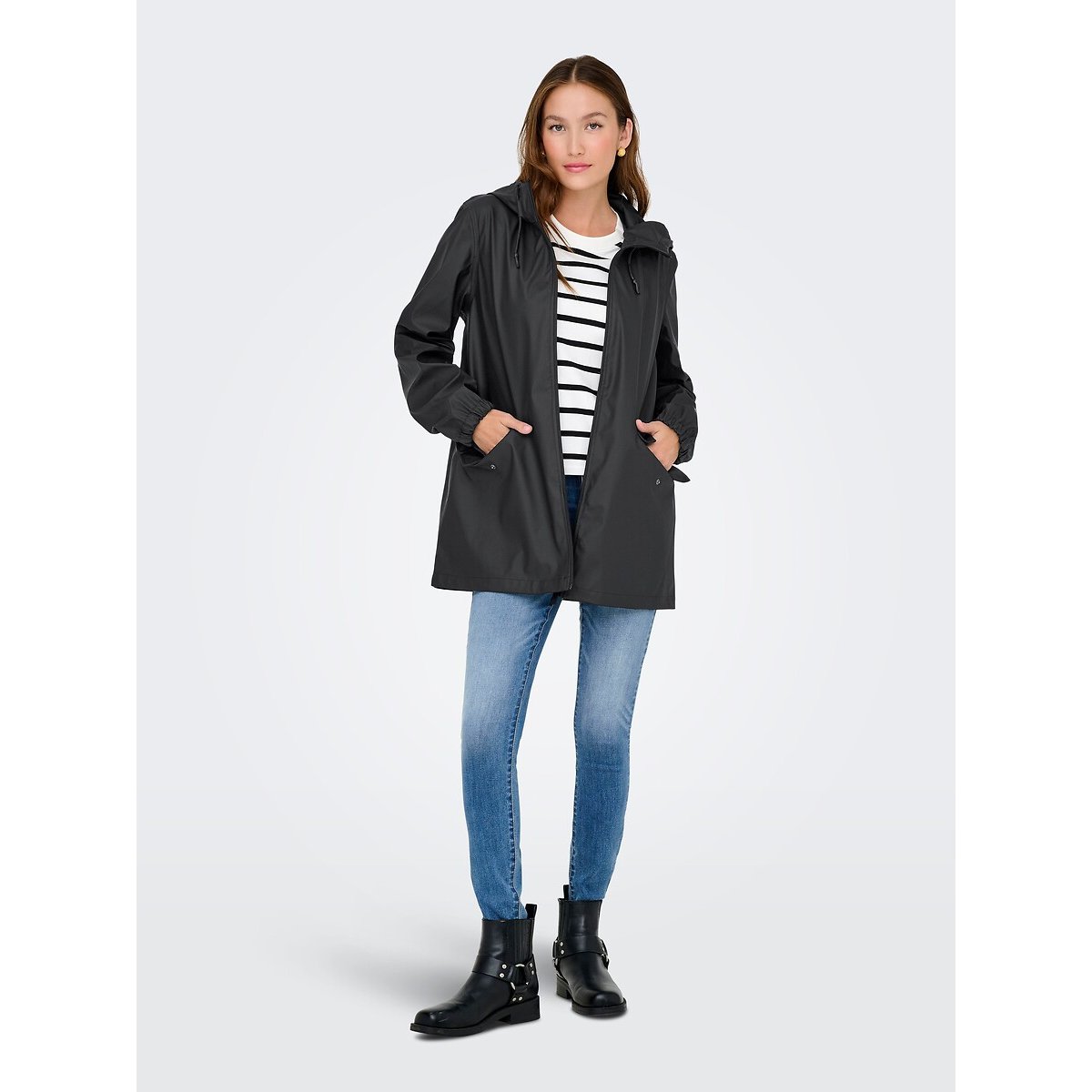 Mid-Length Raincoat black, JDY