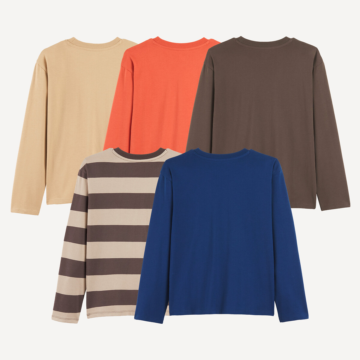 Lot de 5 T-shirts col rond, à manches longues, thème camping multicolore, LA REDOUTE COLLECTIONS