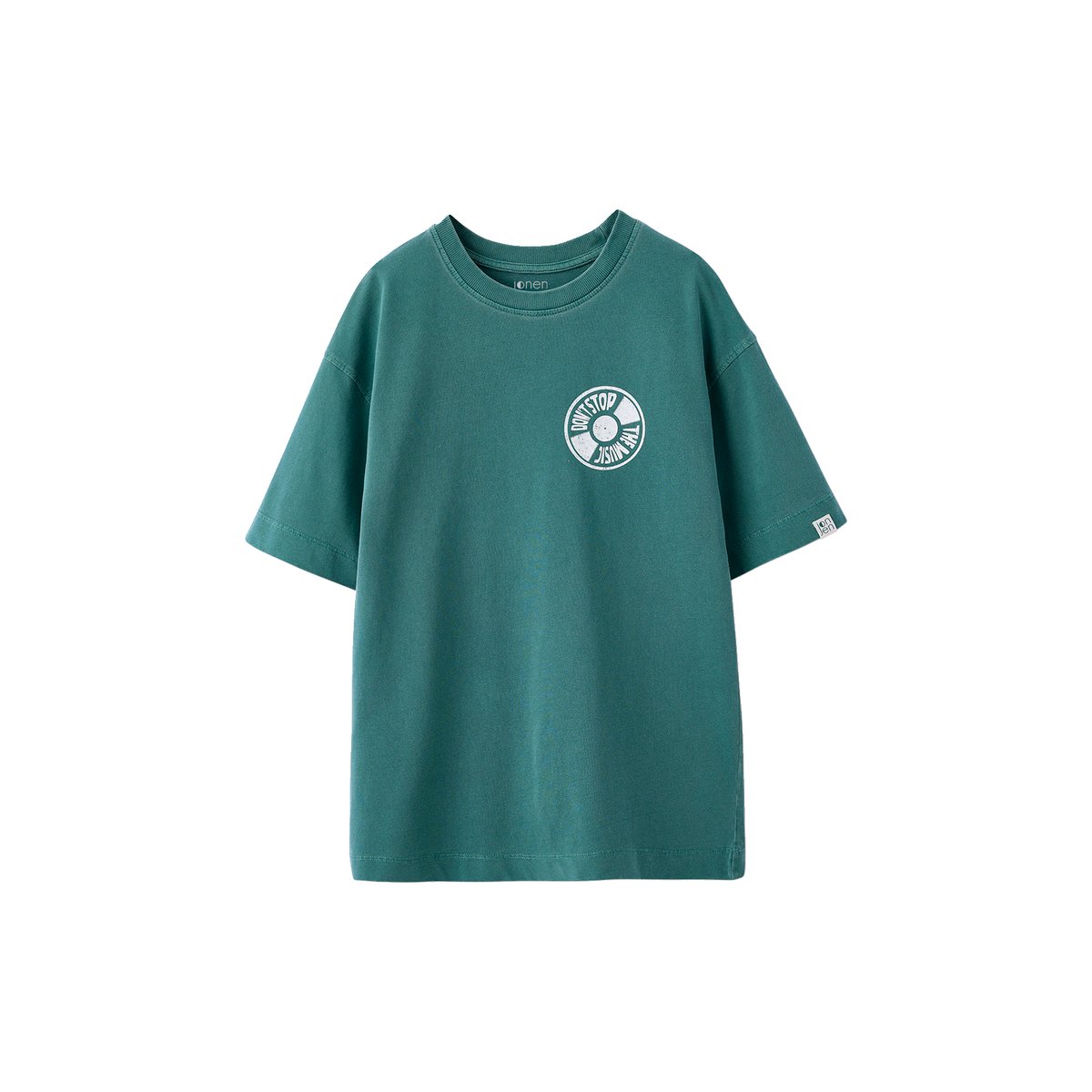T-shirt motif devant/dos effet délavé vert d'eau, JONEN