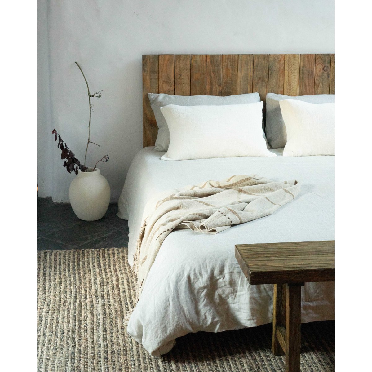 Tête de lit en bois 140 cm marron - JAWARA naturel, HANNUN
