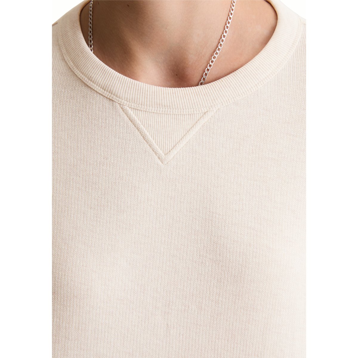 T-shirt long relaxed en jersey lourd blanc naturel, MARC O’POLO DENIM