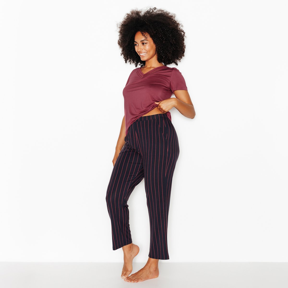 Pantalon pyjama CAMILLE multico gris, ROUGEGORGE LINGERIE