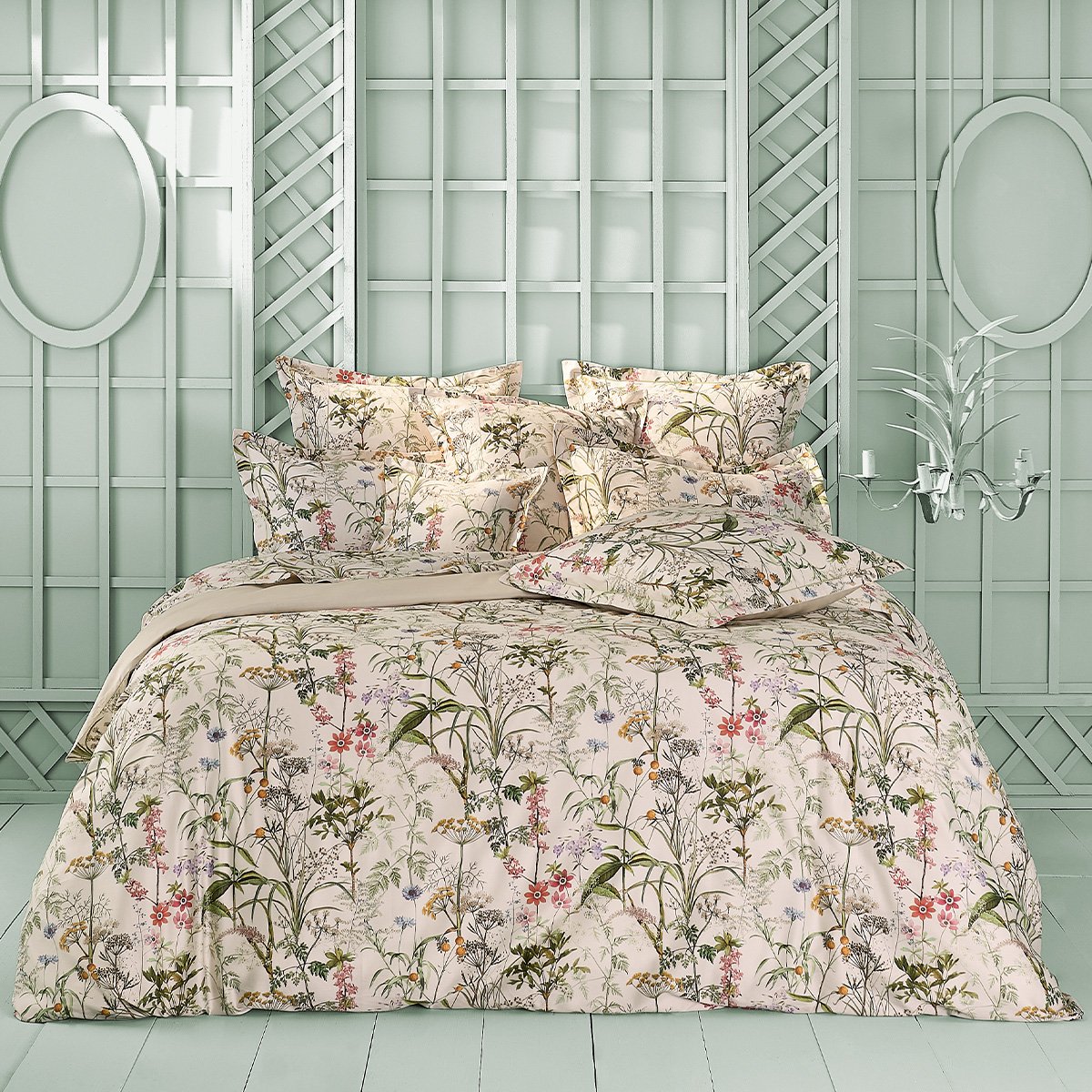 Drap plat satin de coton PRAIRIE LEGERE beige, GARNIER THIEBAUT