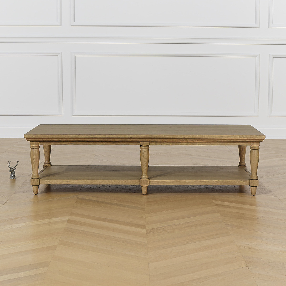 Longue table basse style shabby chic en chêne EDINBURGH marron, ROBIN DES BOIS