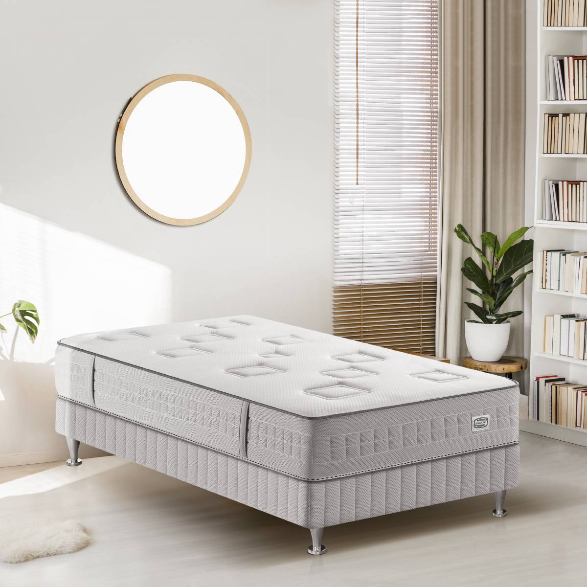 Matelas CHALLENGE 90x200, ressort ensachés, très ferme, H24 blanc, SIMMONS