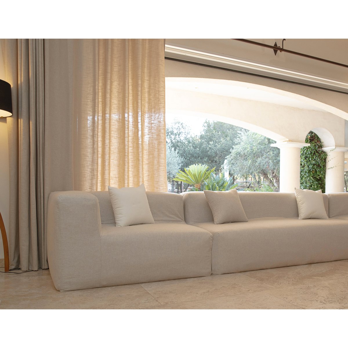 Canapé modulable en lin, déhoussable blanc, MX HOME