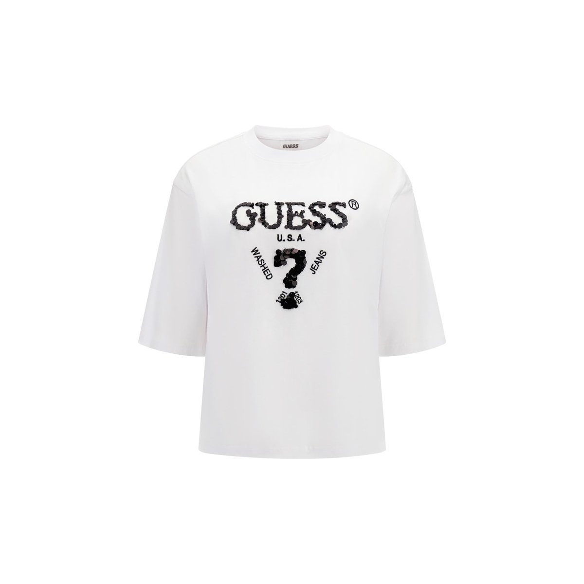 T-Shirt Boxy À Logo blanc, GUESS