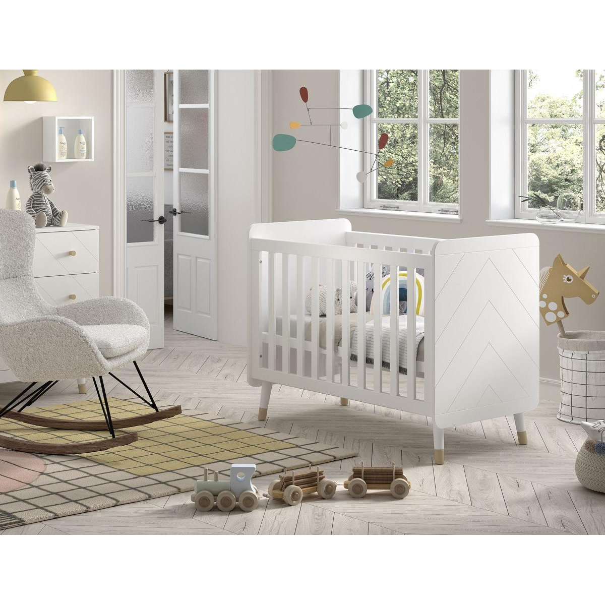 Billy Lit Bebe 60x120 Cm Satin Blanc couleur unique, VIPACK