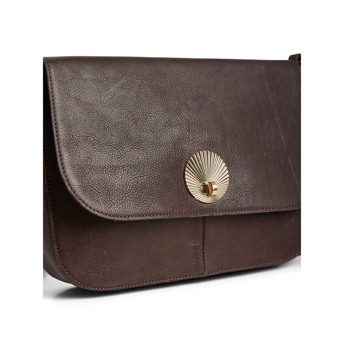 Grainna Leather Handbag dark brown, PIECES