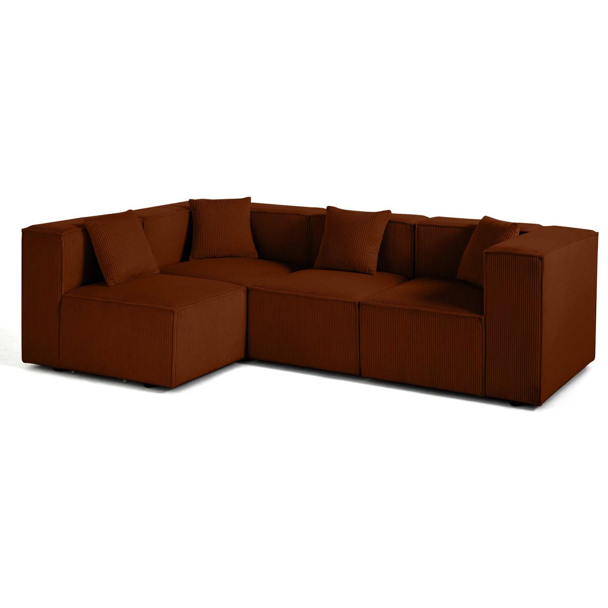 Canapé modulable d'angle gauche velours côtelé, ARTY terracotta, BEST MOBILIER