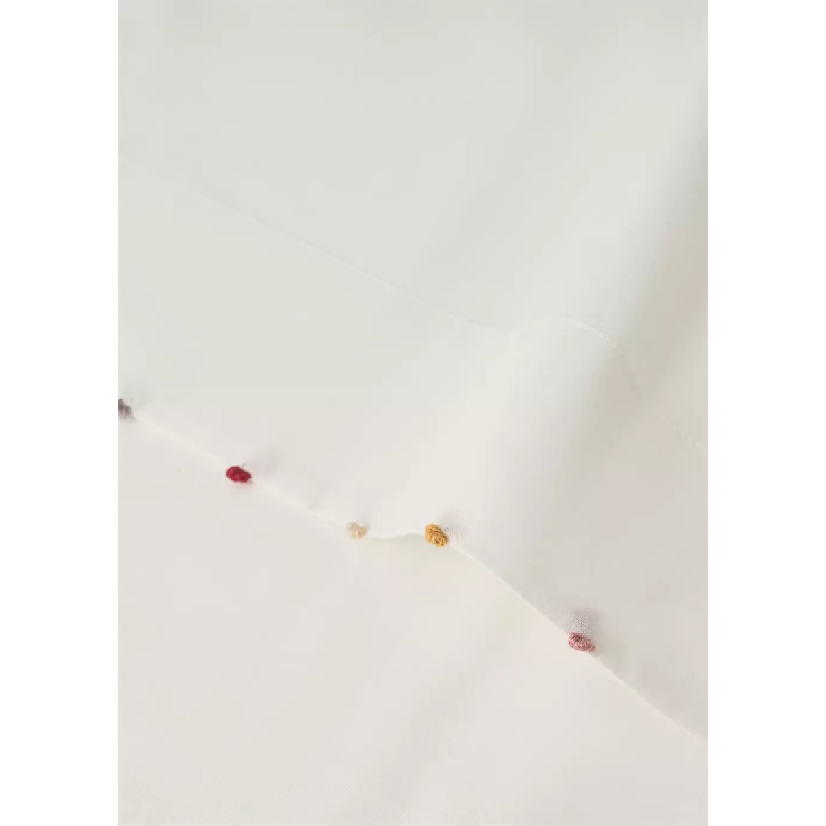 Drap plat 100 % coton brodé Lit 90 cm blanc cassé, MANGO HOME