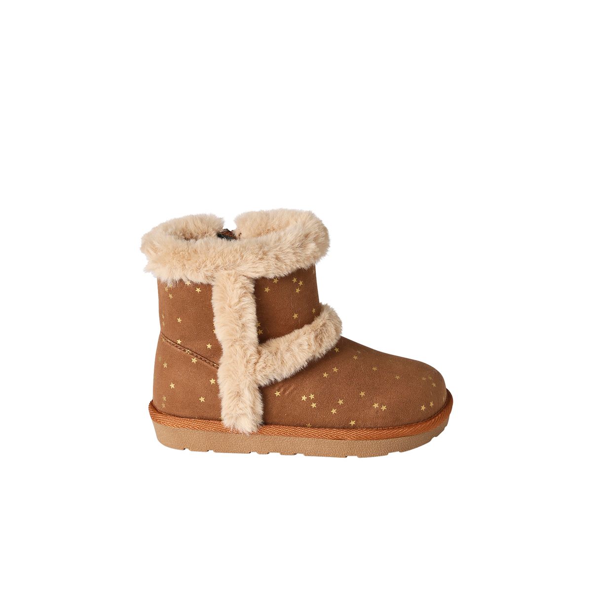 Boots déperlantes zippées fourrées marron, VERTBAUDET