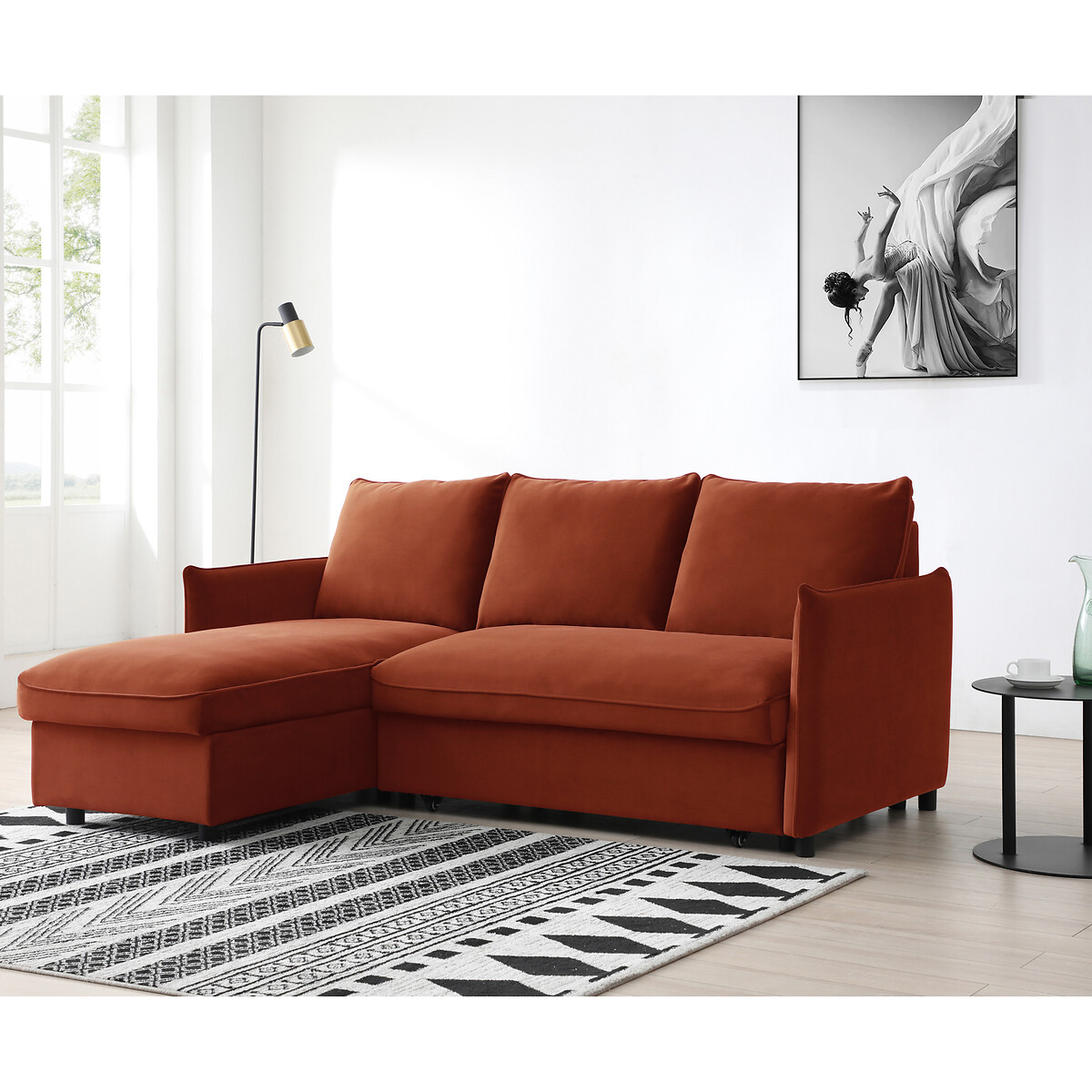 Beatrice Velvet Corner Sofa Bed orange, ÉDITÉ