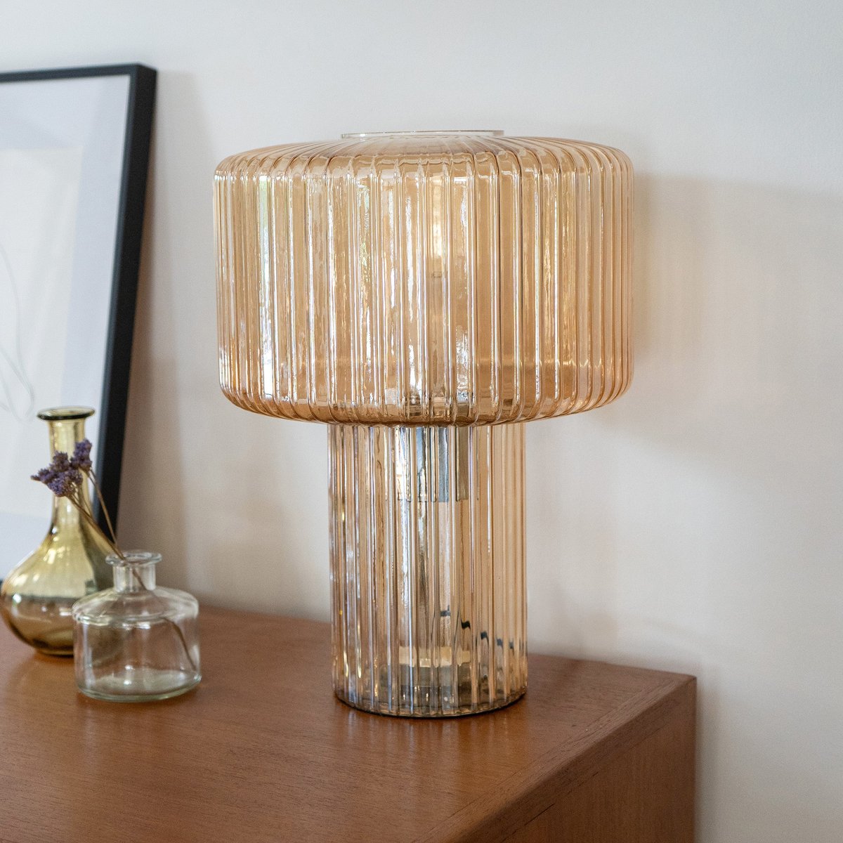 Lampe en verre cannelé - VERRA transparent, MAISON PAVANE