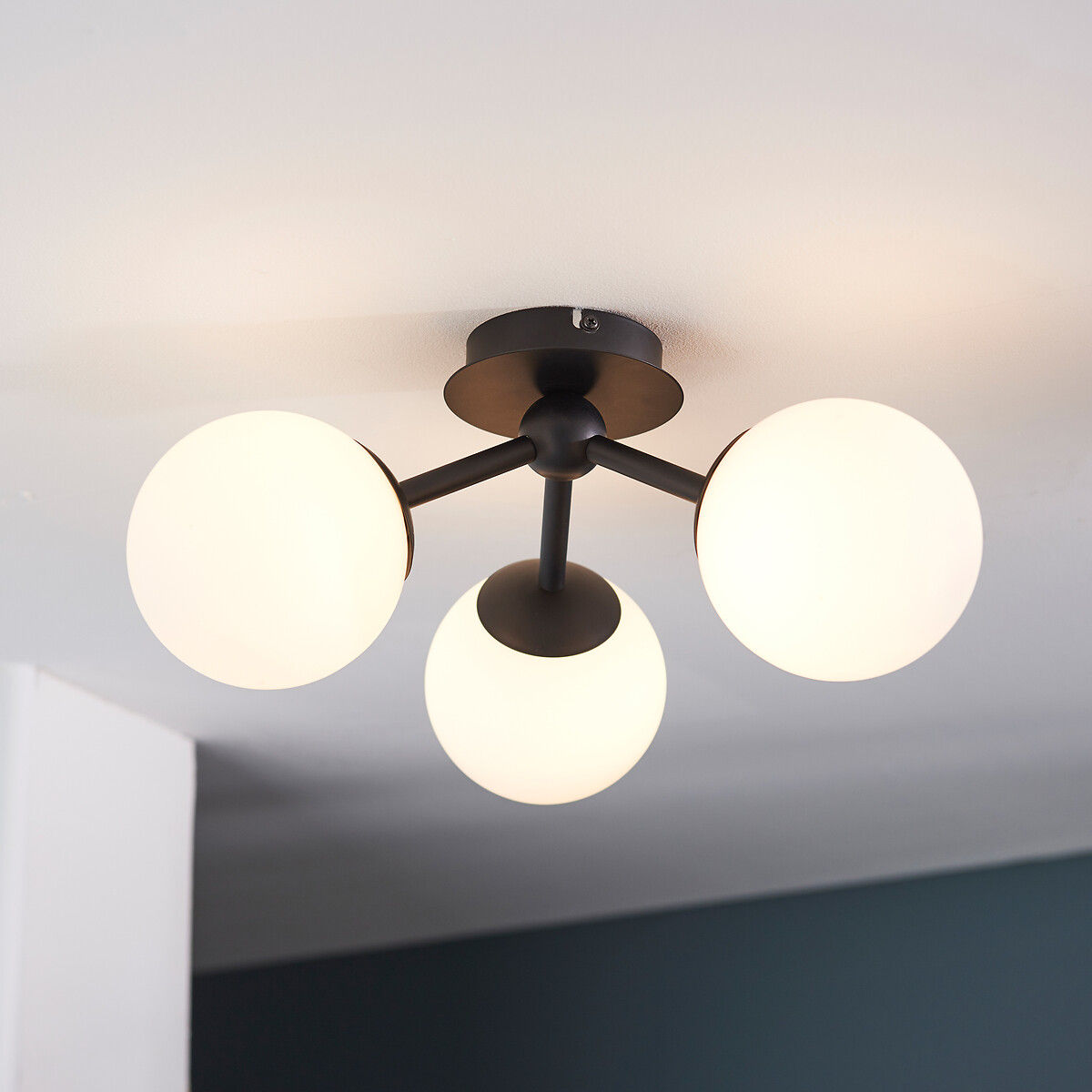 Pulver 3-Light Semi-Flush Bathroom Ceiling Light black, ÉDITÉ