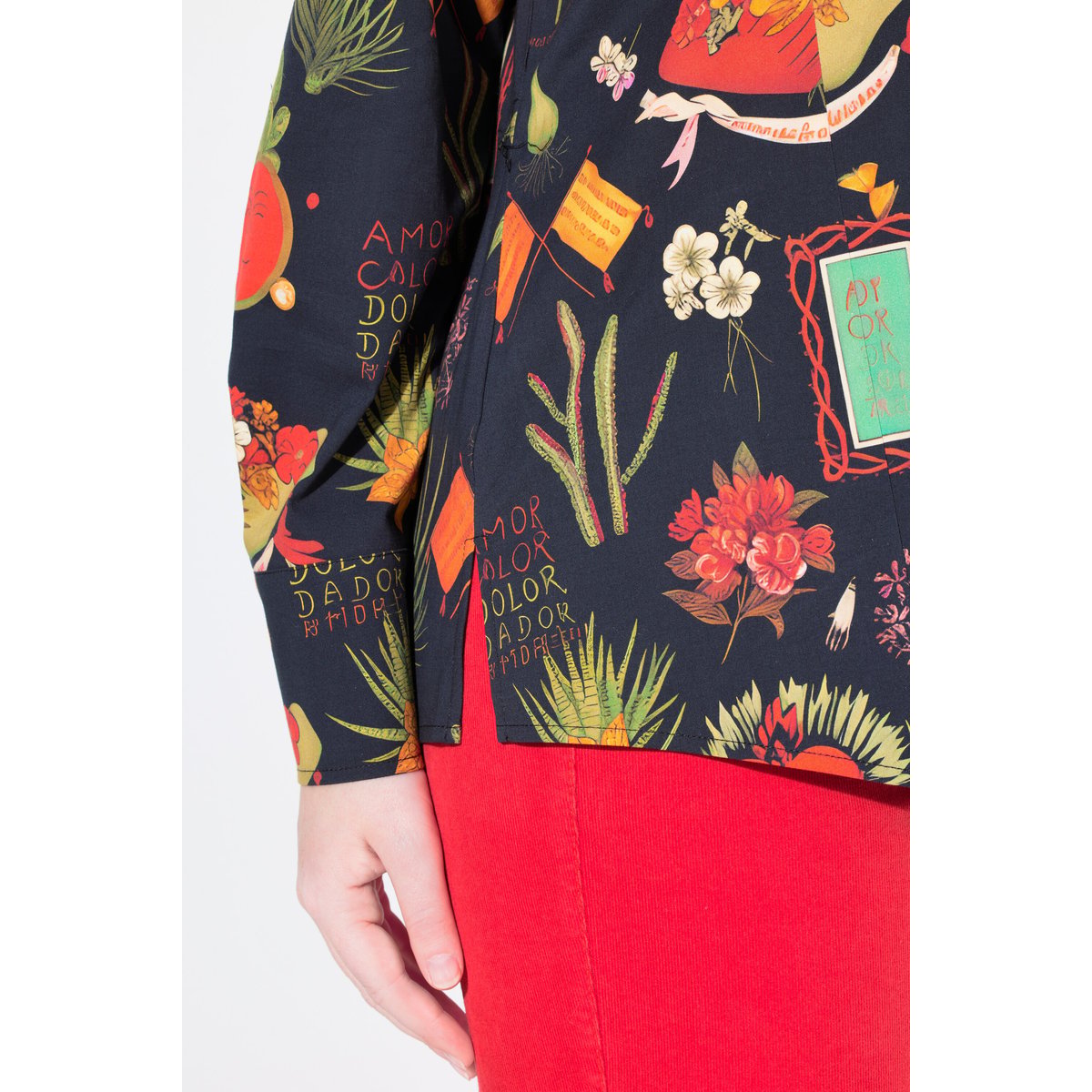 Chemisier motif champêtre noir, ULLA POPKEN