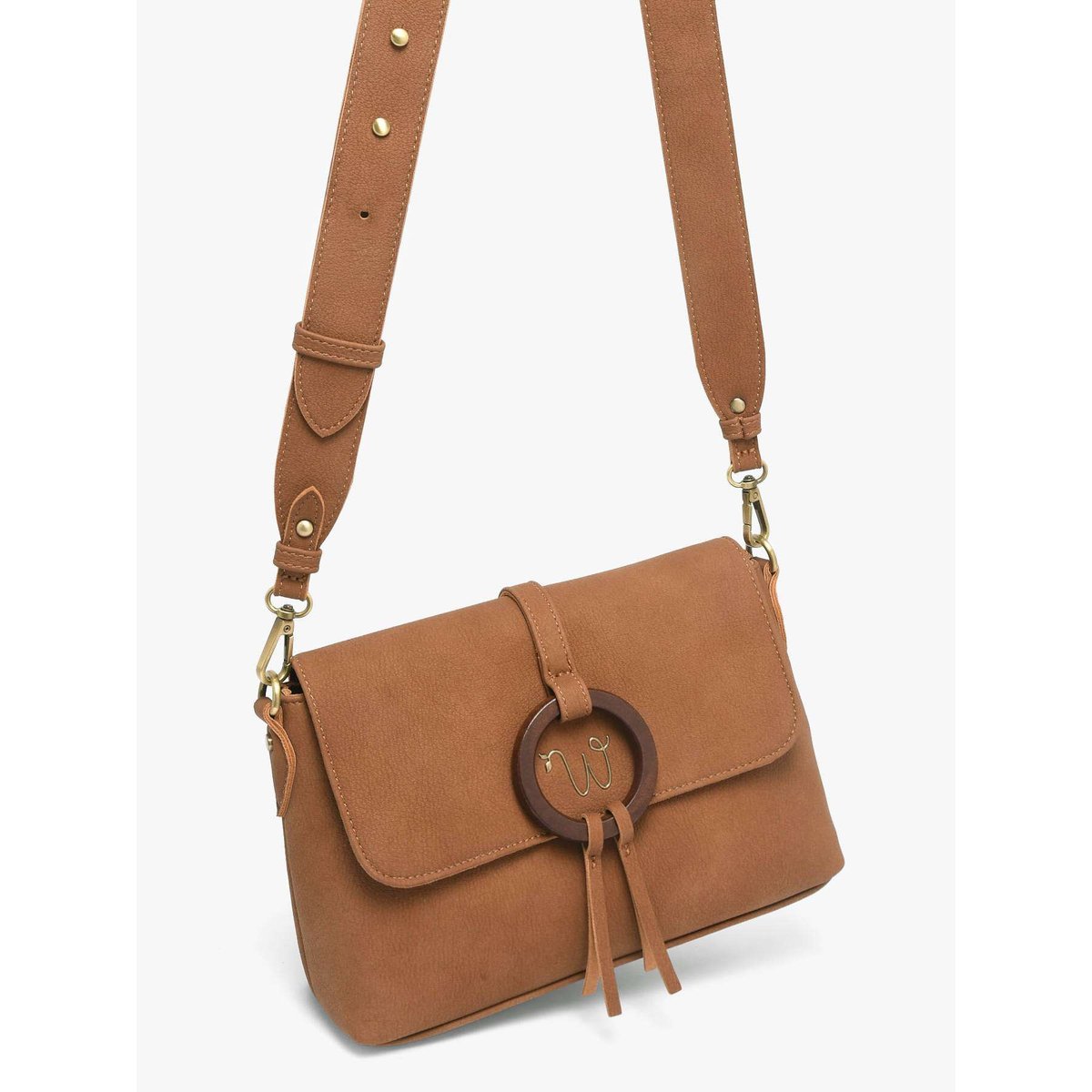 Sac bandoulière Verveine camel, WOOMEN