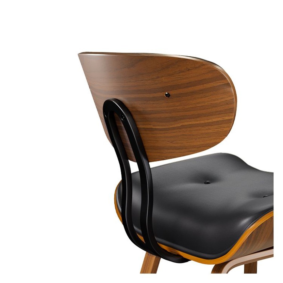 Chaise en PU et pieds en bois plié - PÉTRUS noir et bois foncé, MAISON PAVANE