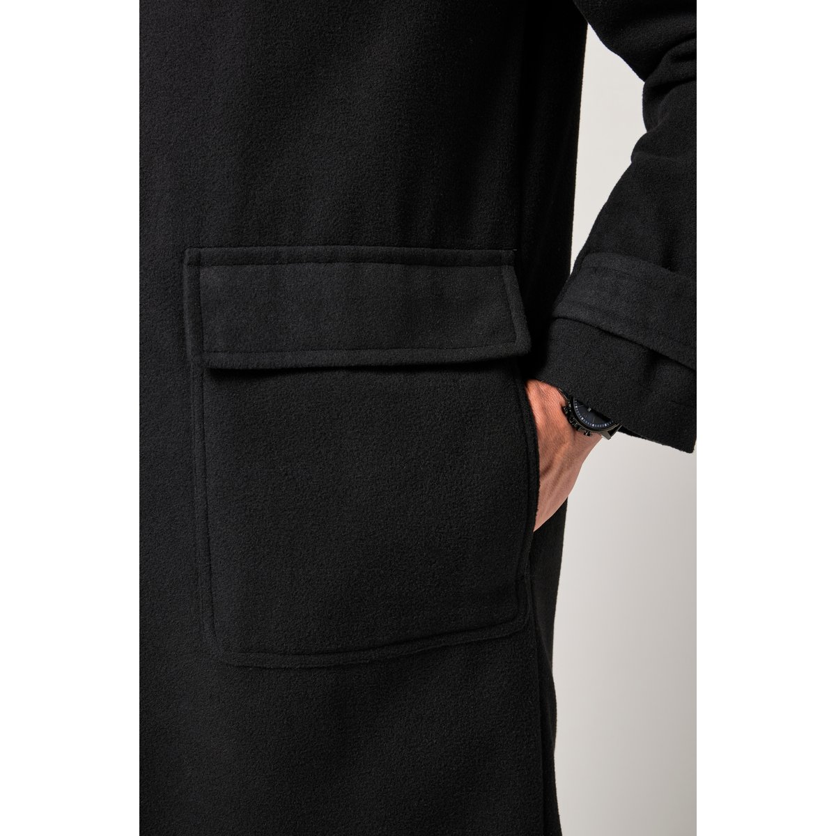 Manteau technique aspect laine noir, JP1880