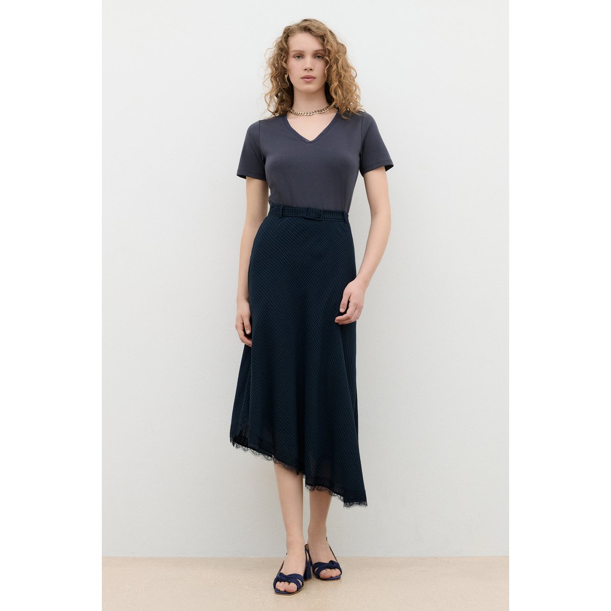 Jupe fluide taille haute JUPE JOSELINE bleu marine, CAROLL