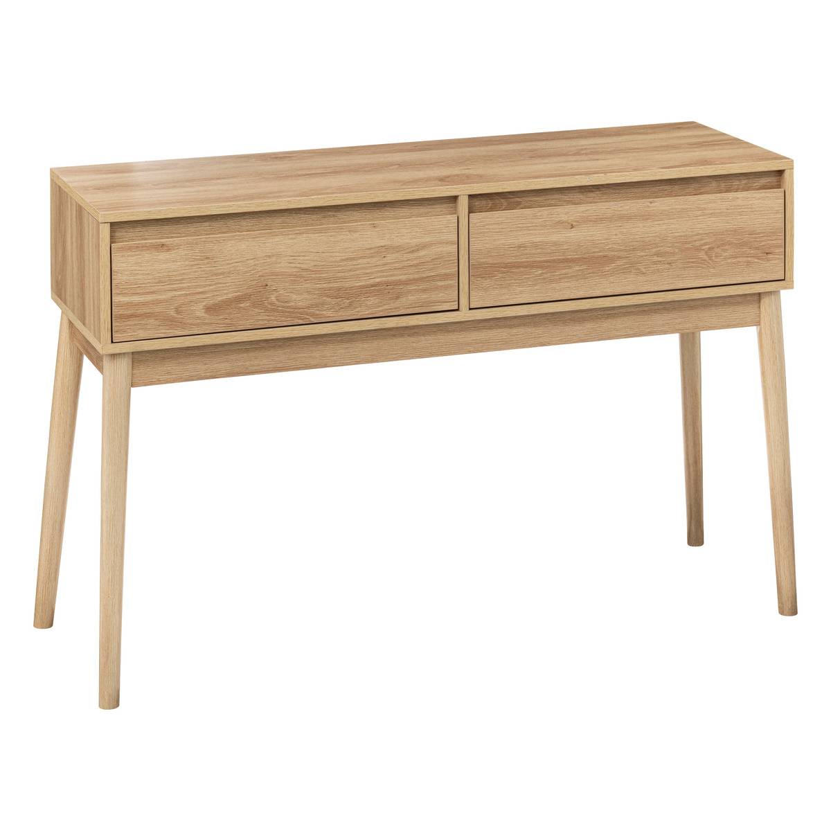 Console 2 tiroirs effet chêne naturel ABANA beige, 5FIVE SIMPLY SMART