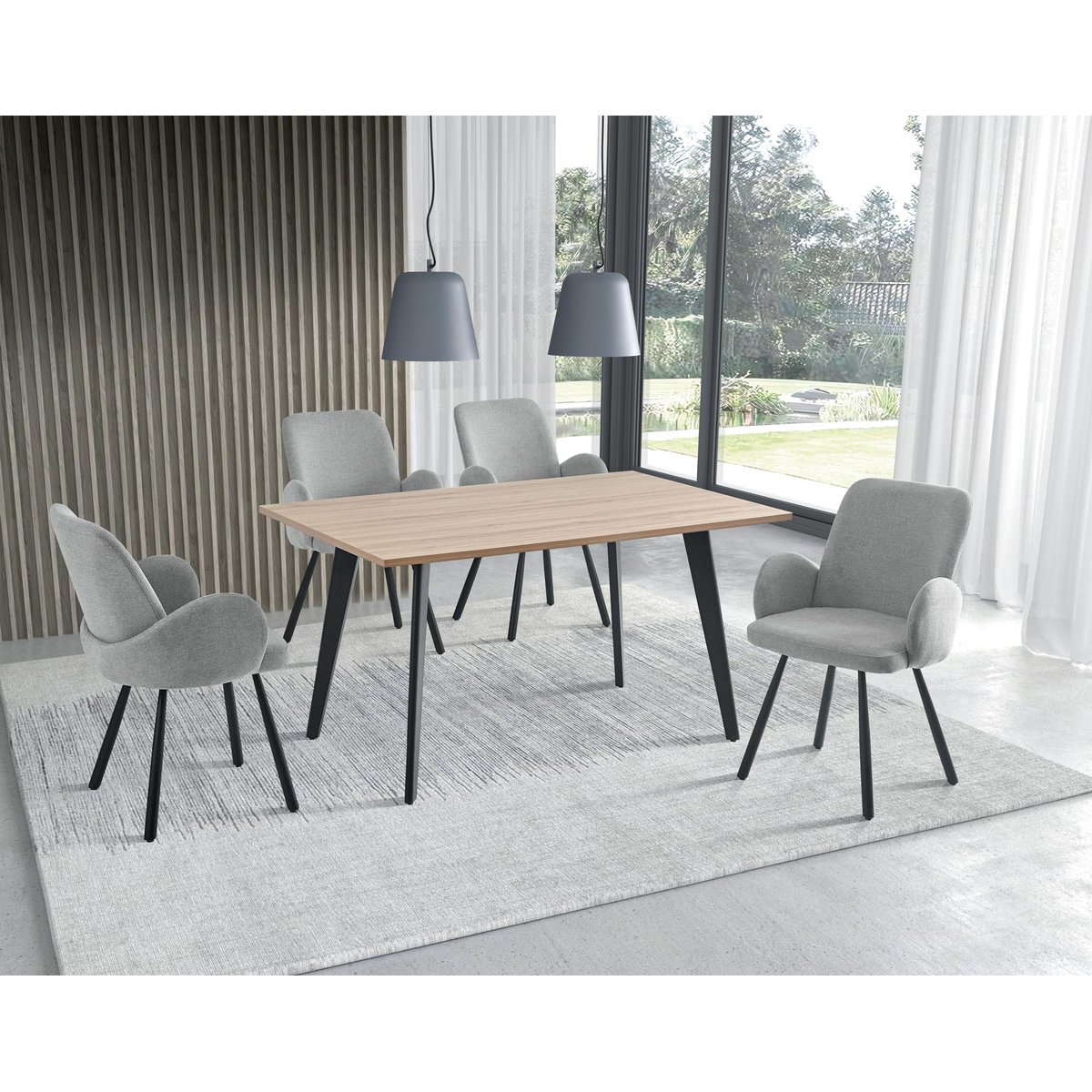 Lot de 2 chaises tissu et métal, ÓPALO gris, HISPANOHOGAR