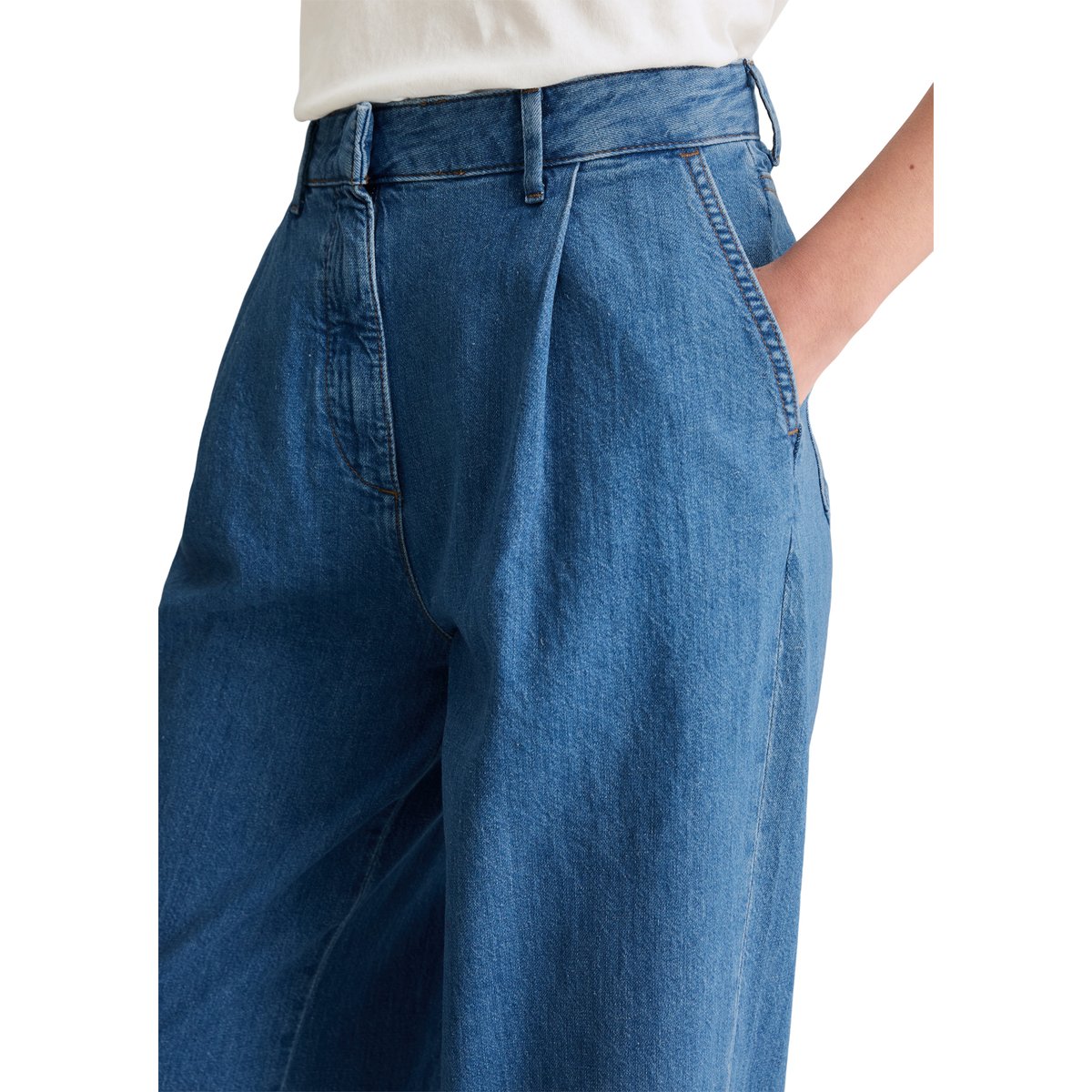 Jeans modèle Tomma large avec des fibres de feuilles d'ananas bleu moyen, MARC O’POLO DENIM