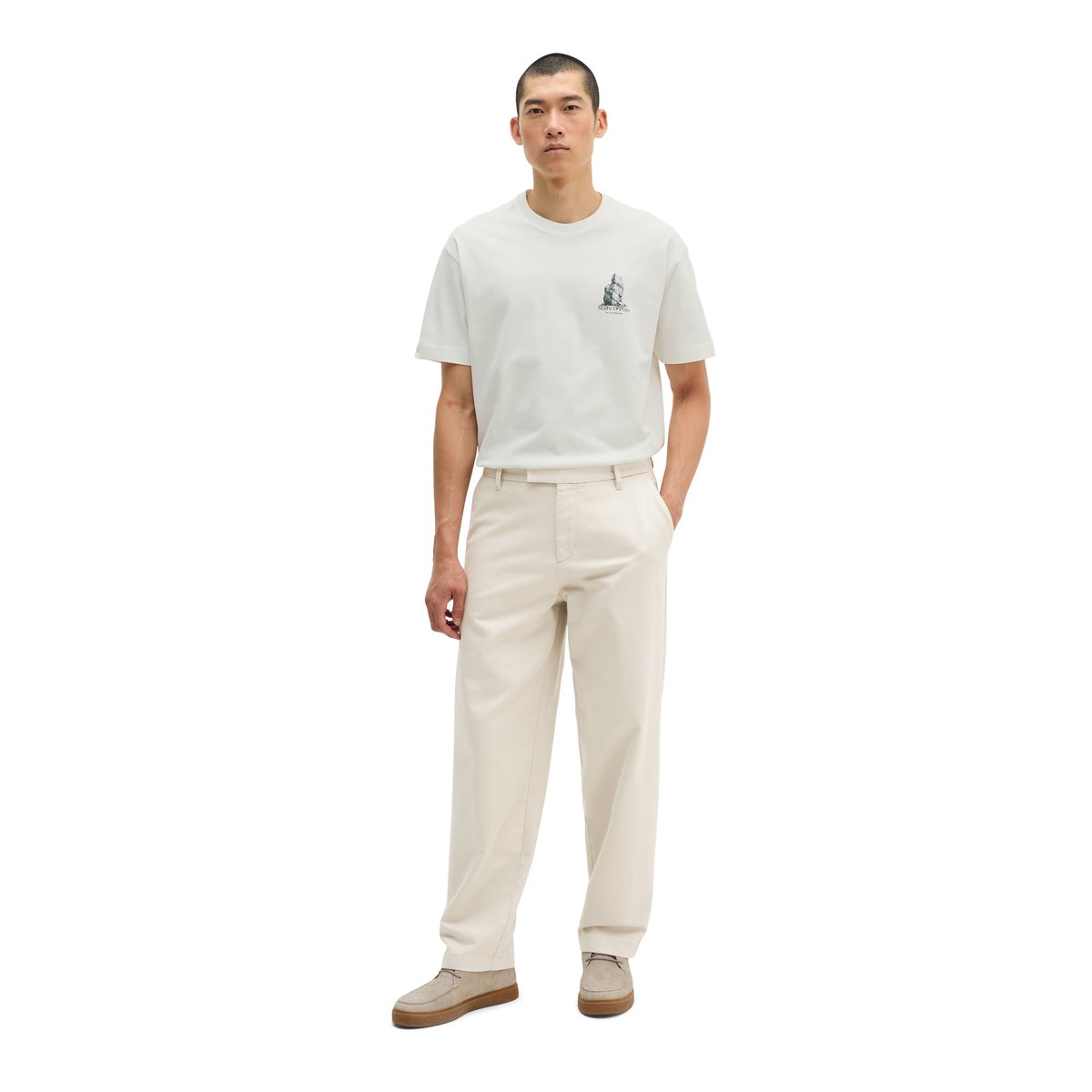 T-shirt regular avec un grand imprimé au dos blanc, MARC O'POLO