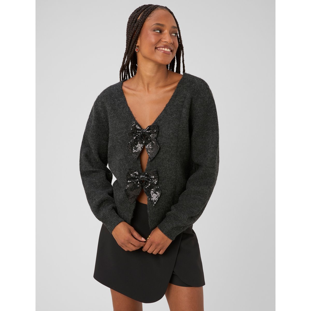Gilet noeuds sequins gris, BZB
