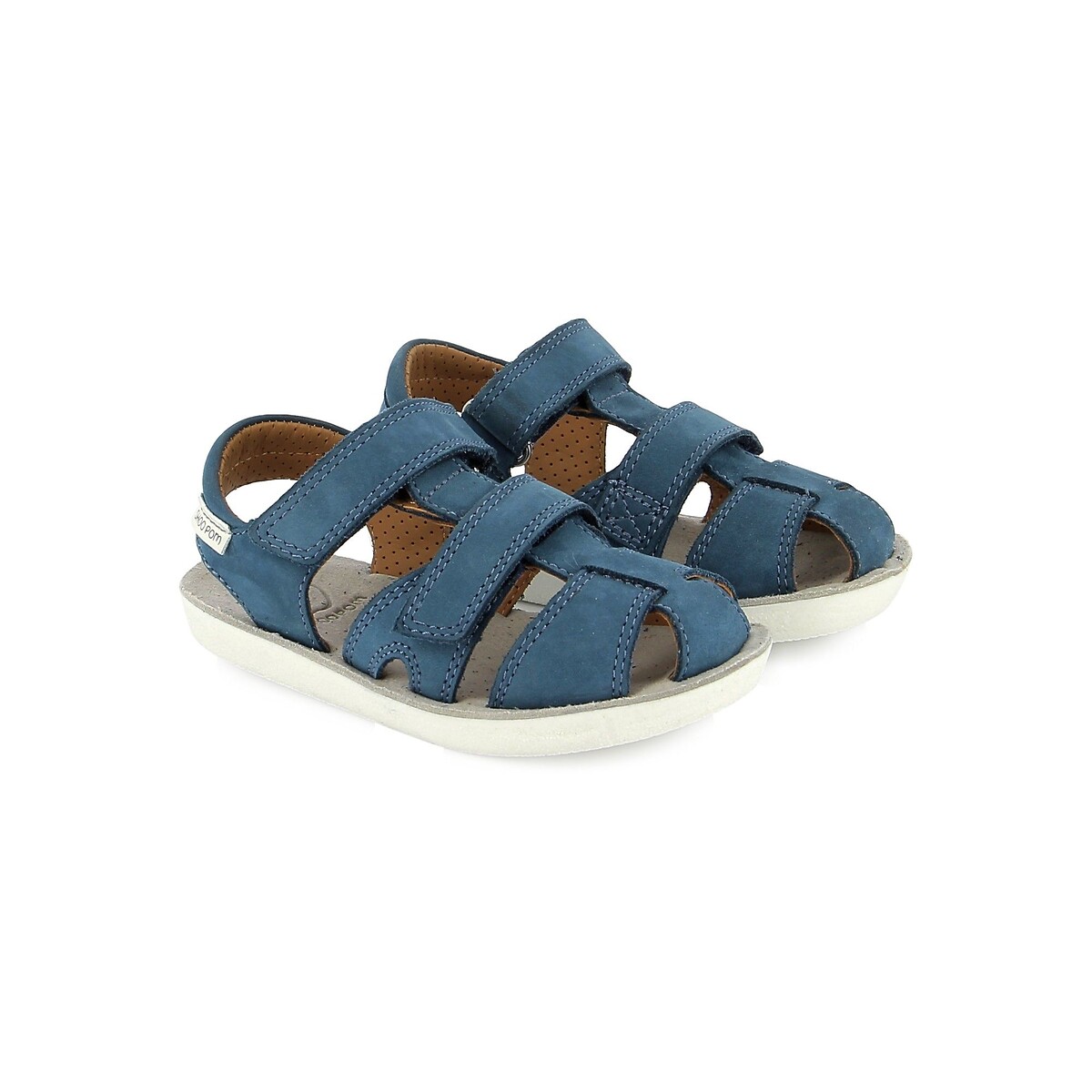 Sandales en cuir GOA NEW à scratch bleu, SHOO POM