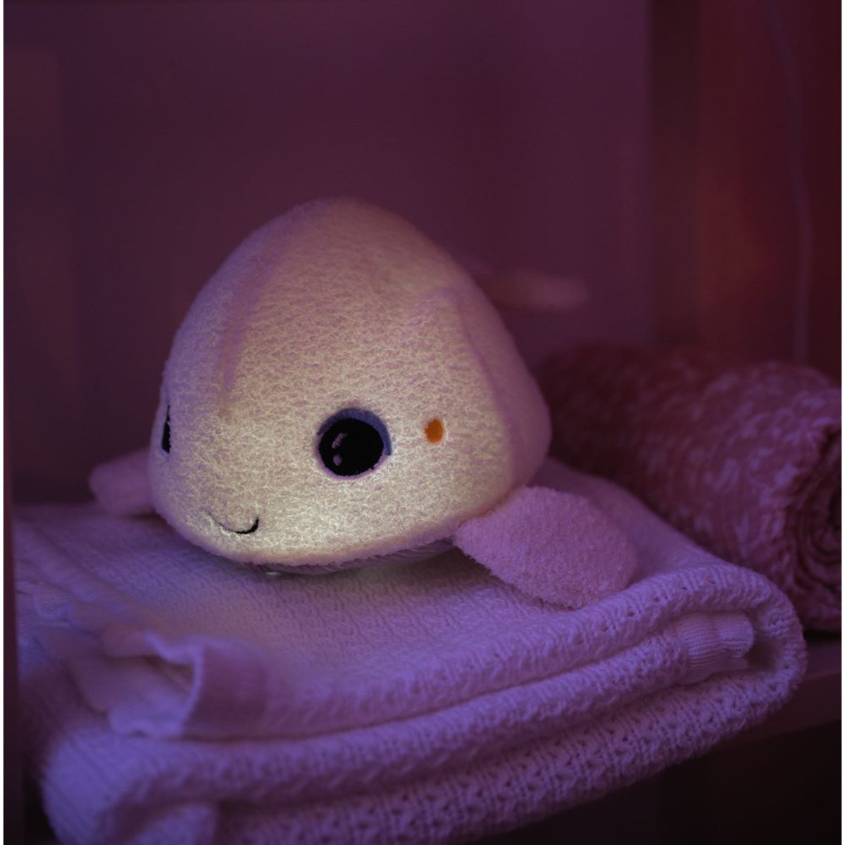 Veilleuse peluche bruits blancs et roses Beluga ecru, PABOBO