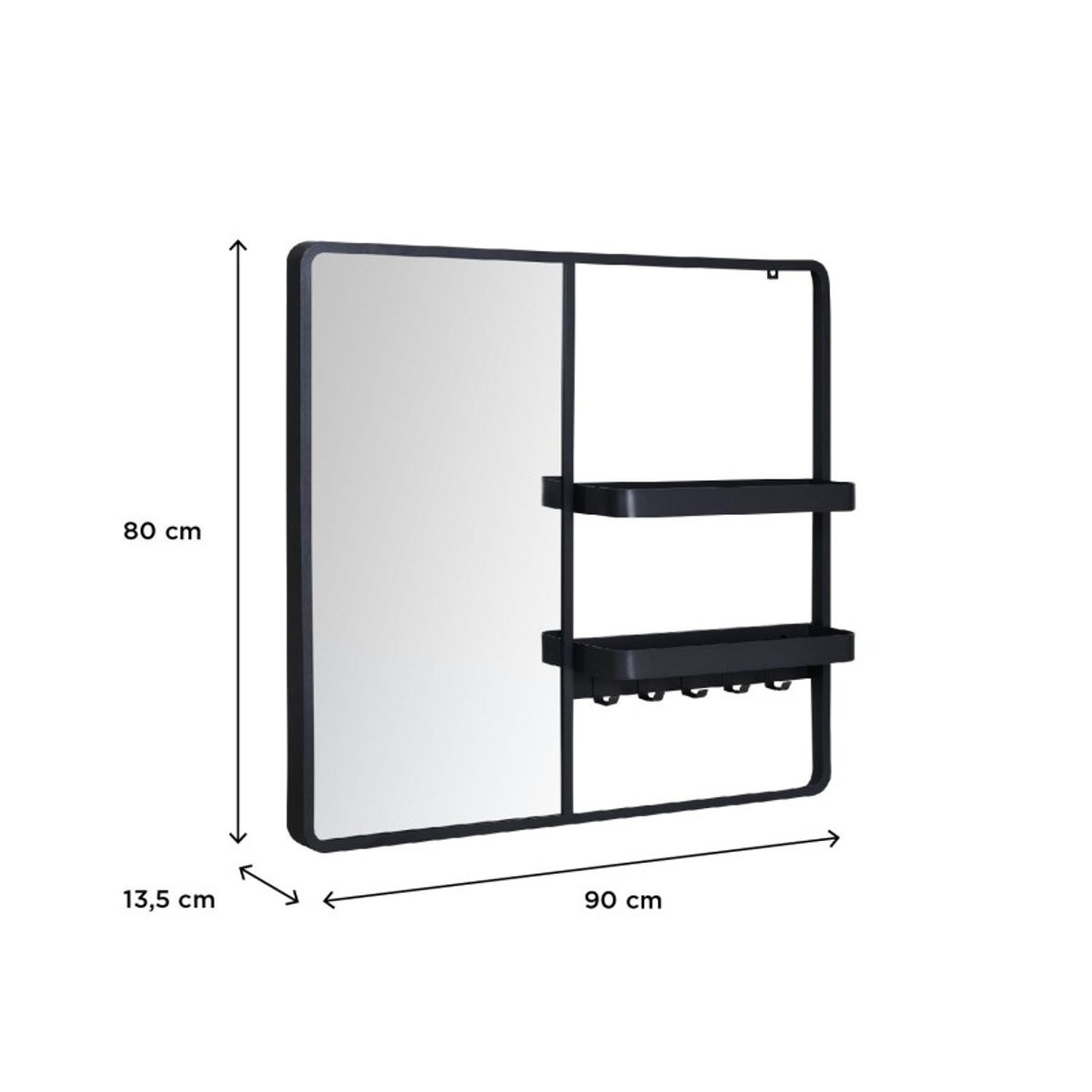 Miroir d'entrée en métal WILKO noir, MOB IN