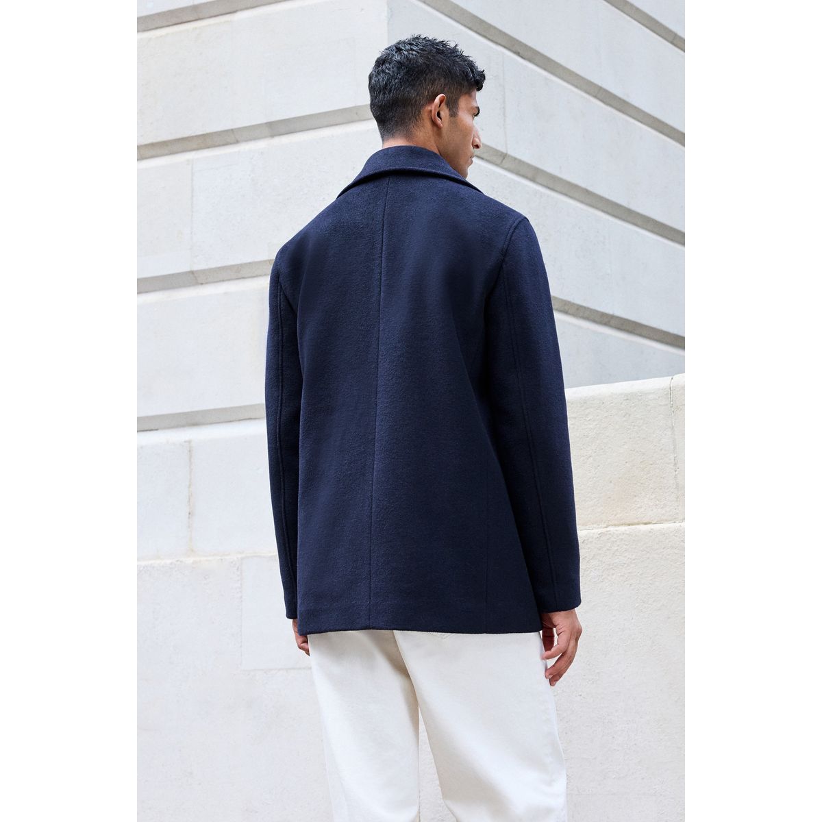 Caban doux avec laine bleu marine, NEXT