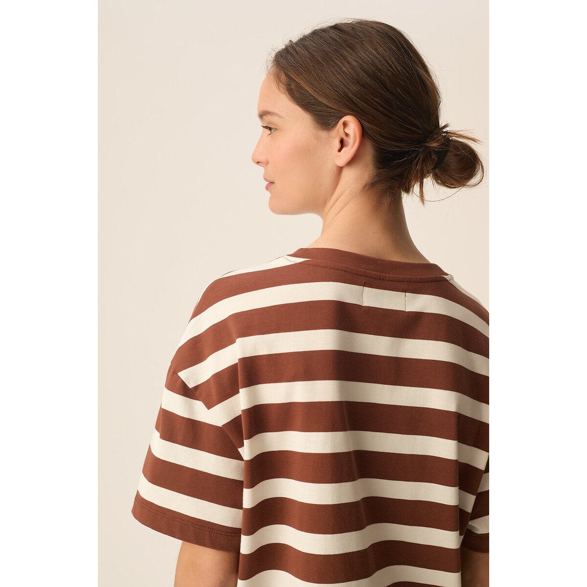 T-shirt rayé manches courtes, FILMA chocolat/blanc, DES PETITS HAUTS