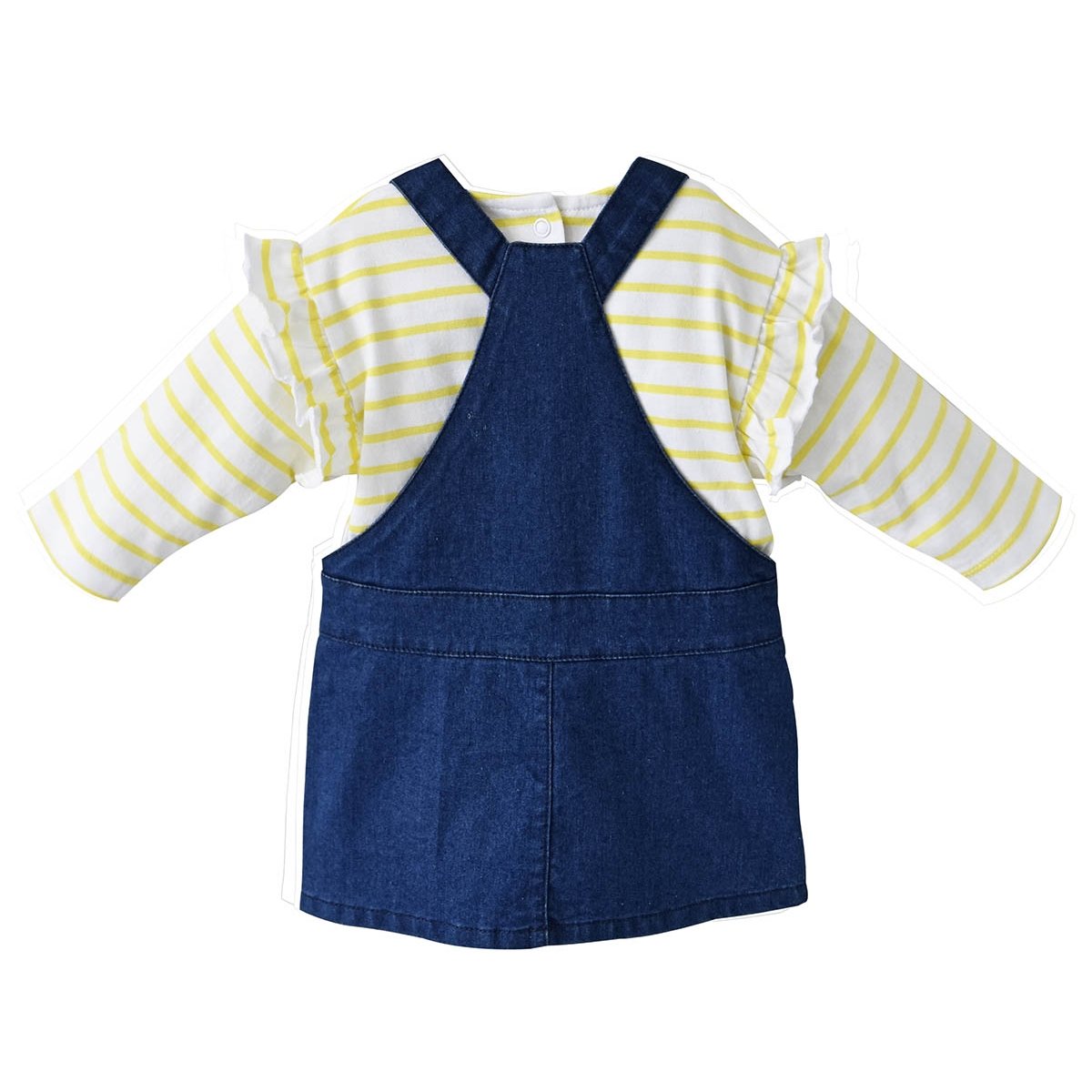 Tee-shirt et robe salopette denim ÉtÉ mimosa bleu, SUCRE D'ORGE