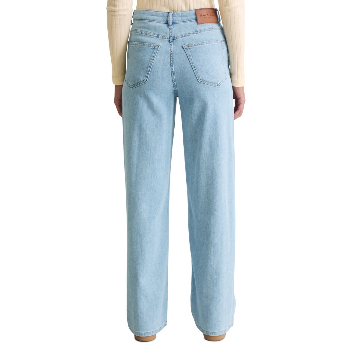 Jeans modèle Tolva large long en mélange de coton organique et de stretch bleu clair, MARC O'POLO