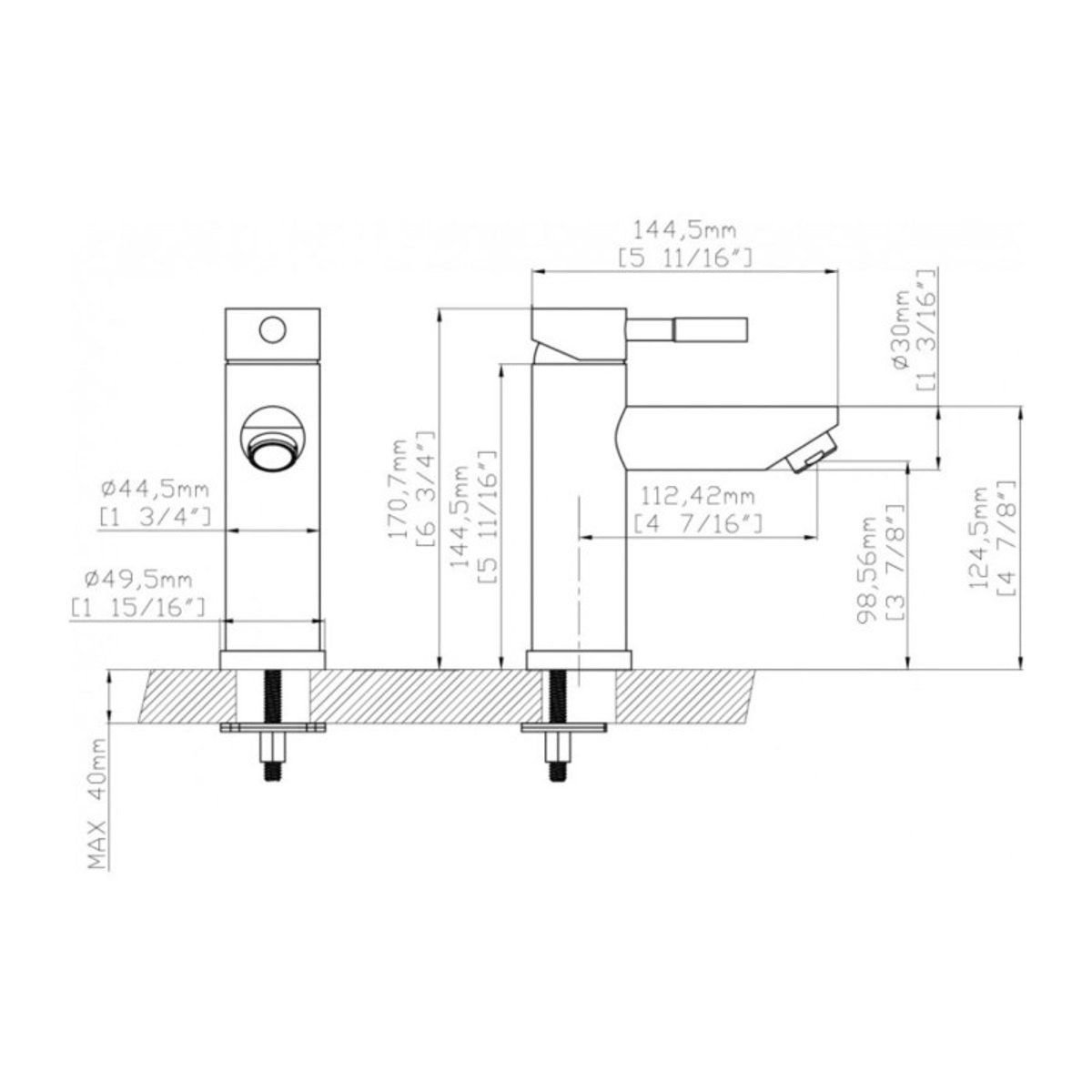 Robinet salle de bain mitigeur bec bas TAP noir, MOB IN