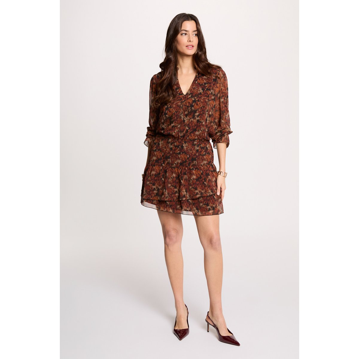 Robe courte ajustée multicolore, MORGAN