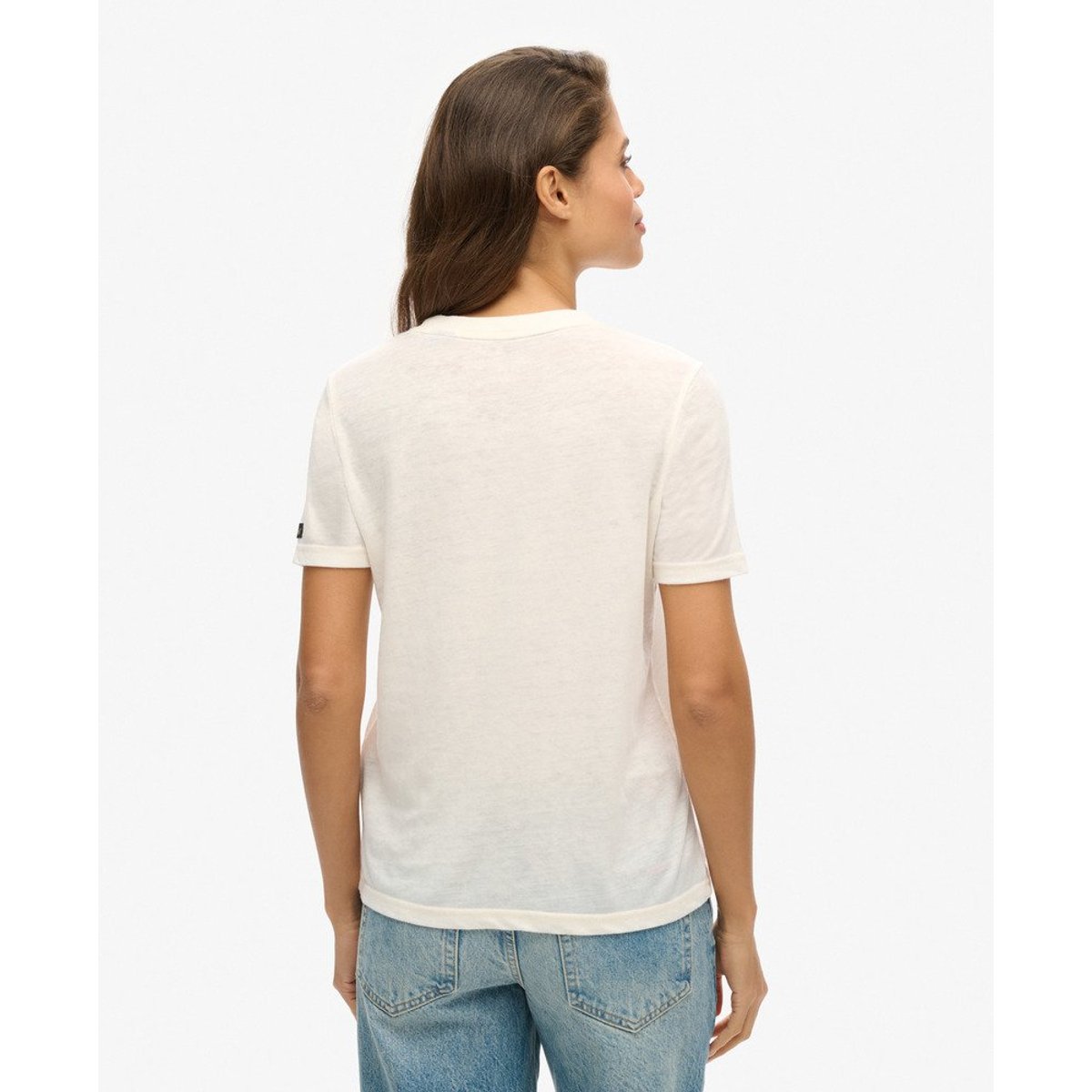T-shirt avec logo fantaisie Vintage blanc cassé os du désert, SUPERDRY