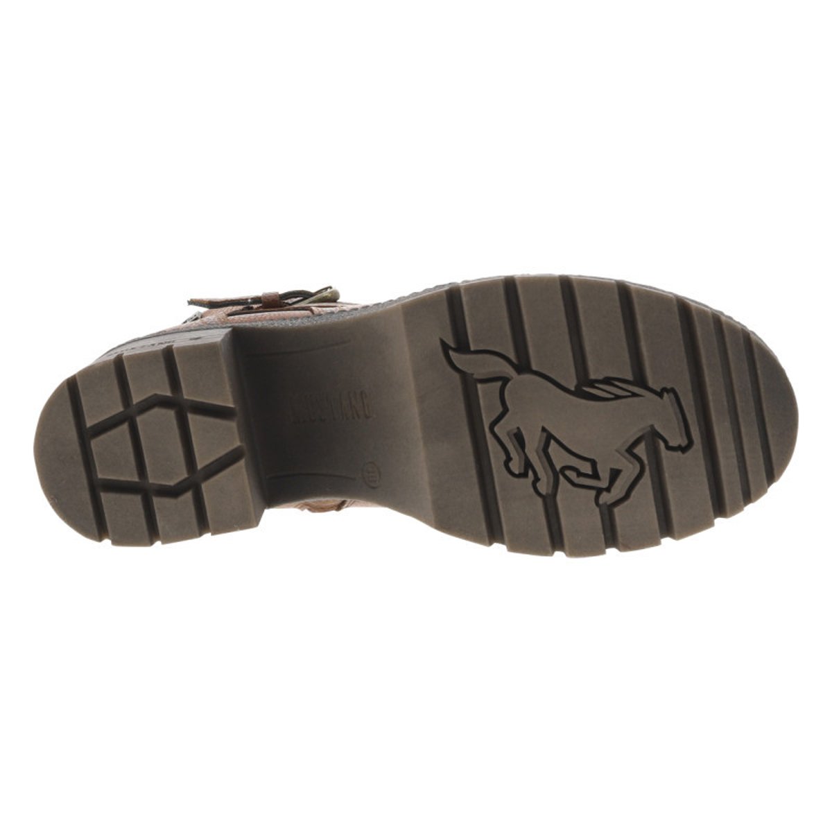 Boots grises à talon décroché moyen avec un zip et une boucle décorative cognac, MUSTANG