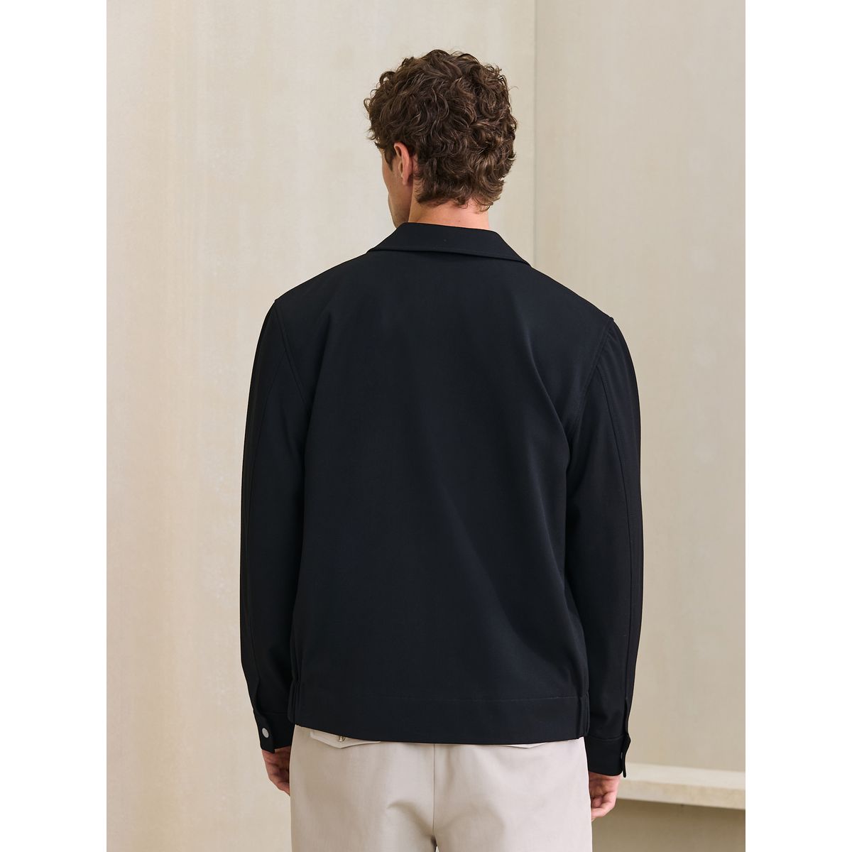 Veste-chemise zippée élégante en sergé noir, NEXT